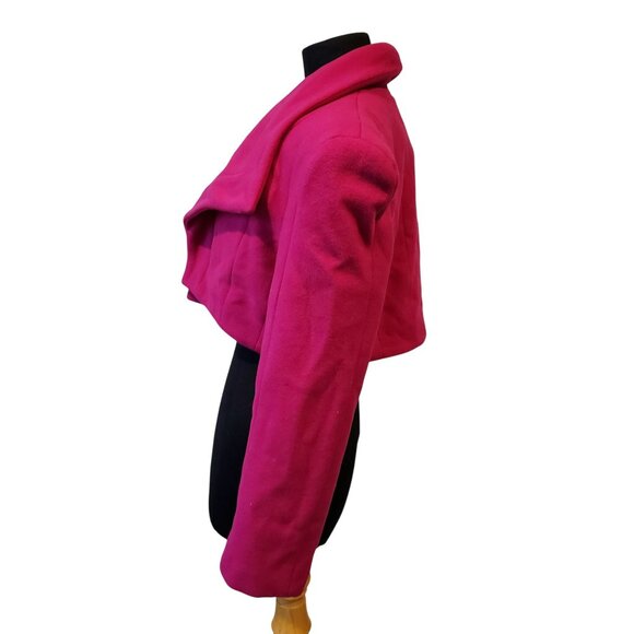NEW Sergio Hudson Peony Magenta Pink Draped Cropped Wool Cashmere Jacket Fun - Picture 4 of 15